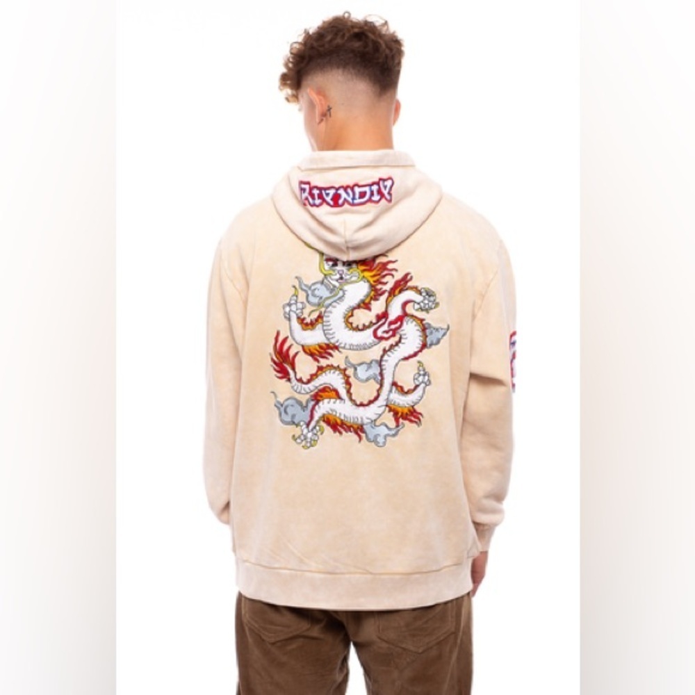 RIPNDIP Dragonerm Dragon Tan and Cream Hoodie size Small‎